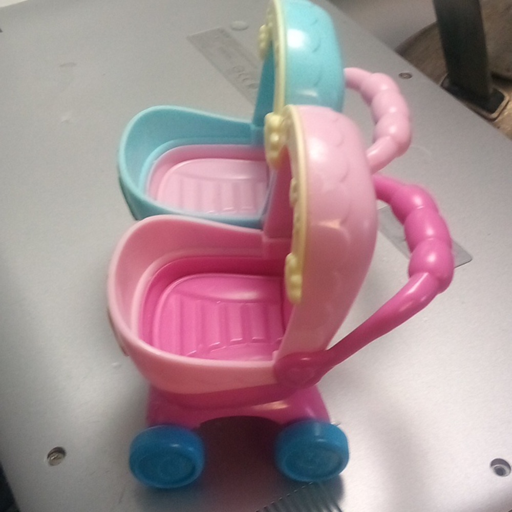 Disney Junior T.O.T.S. TOTS Double Stroller Dog Cat Euc Doll House Sized